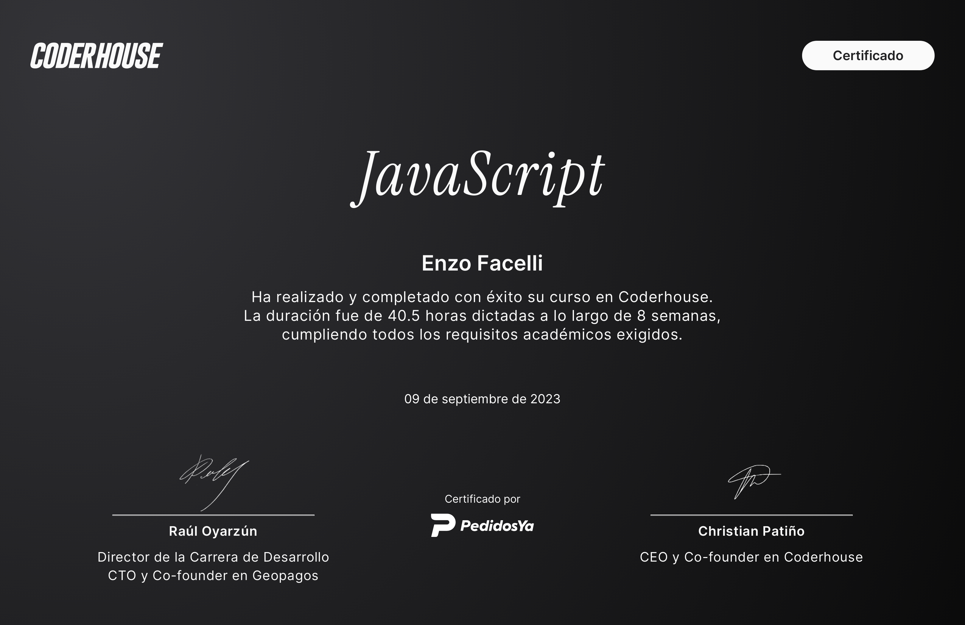 certificado JavaScript